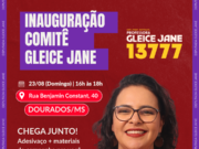Professora Gleice Jane inaugura comitê em Dourados neste domingo (23)