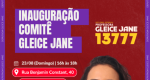 Professora Gleice Jane inaugura comitê em Dourados neste domingo (23)